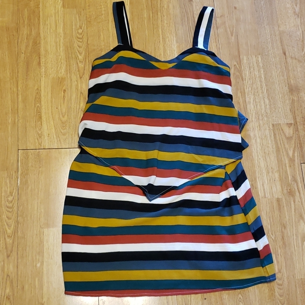 Listicle striped layer dress adjustable straps S